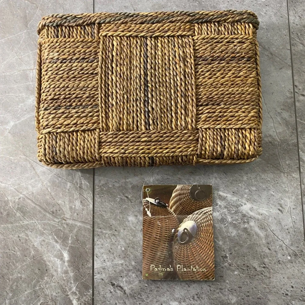 Padmas Plantation Woven Seagrass Floating Wall Shelf Brown SHLF03-AB S Indonesia